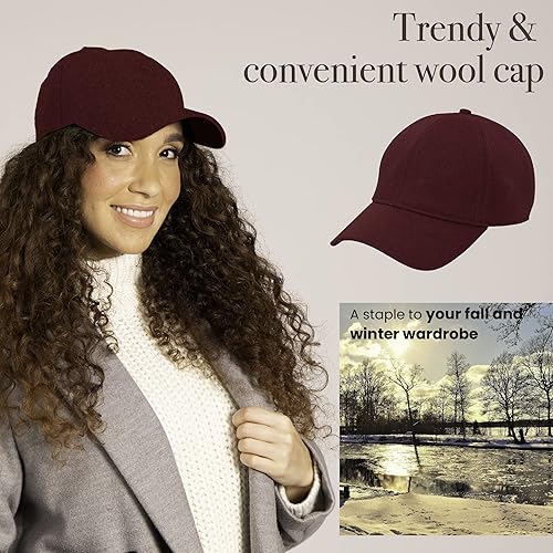 Miniatura 3 de San Diego Hat Company Gorro de béisbol de lana para mujer con espalda ajustable