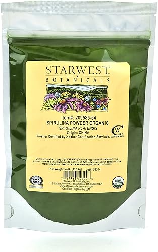 Starwest Botanicals Espirulina orgánica en polvo, 4 onzas