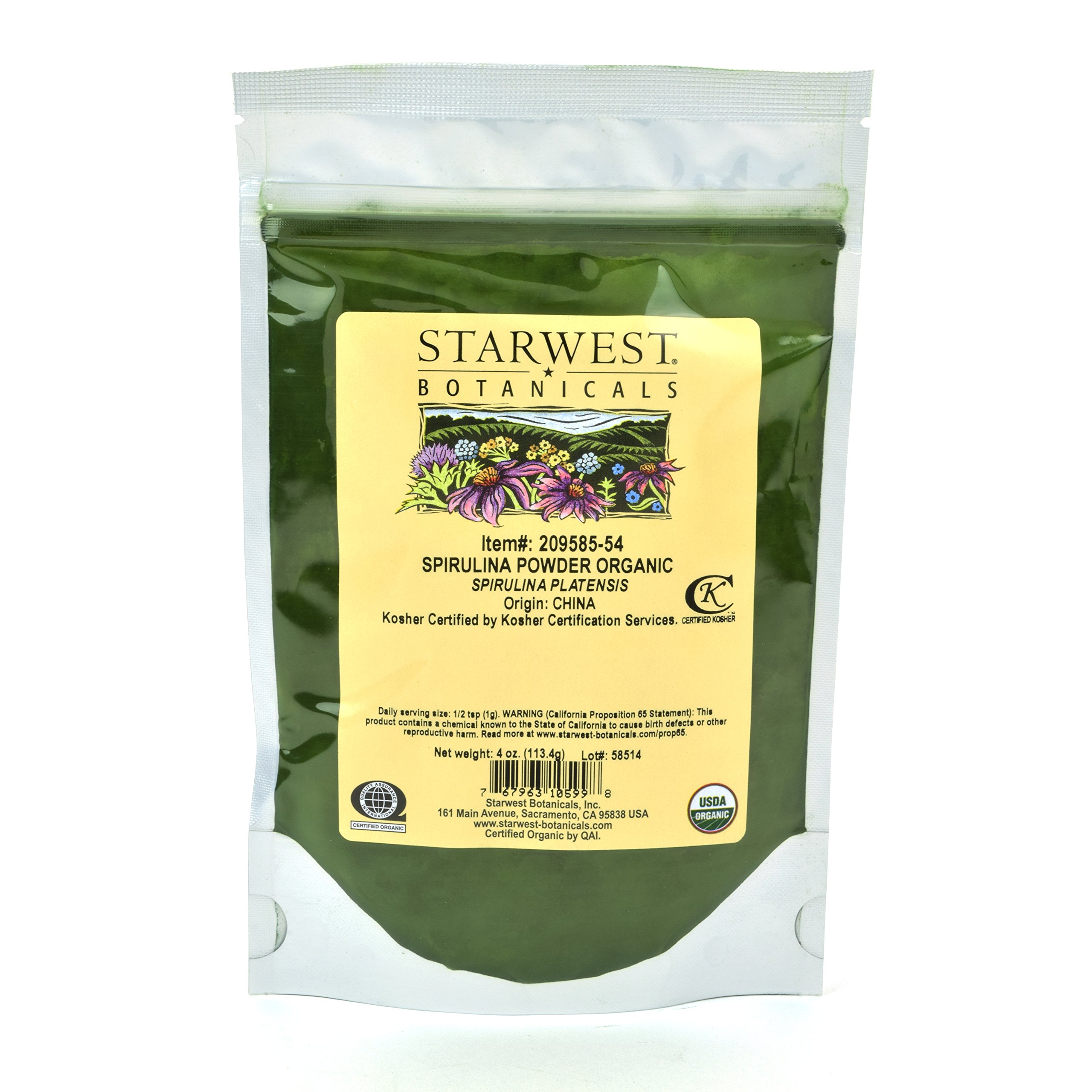 Starwest Botanicals Organic Spirulina Powder, 4 OuncesUSDA Organic