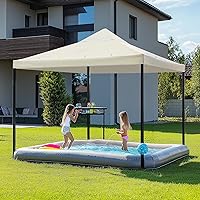 Vista 2 de Yescom Gazebo de 10 x 10 pies de repuesto para cabañas de playa para toldo de 1 nivel al aire libre, patio, jardín, fiesta, color blanco crema