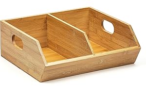 Space-Saving Bamboo Organizer - 27'' Sleek Wood Storage Basket with Ergonomics & Non-Slip Feet