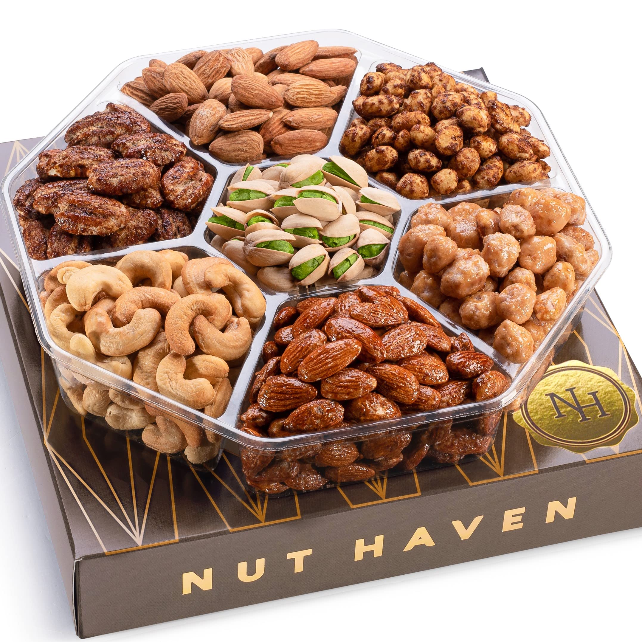 Nuts Gift Basket - Assortment of Sweet & Roasted Salted Gourmet Nuts - Assorted Food Gift Box for Birthday, Family, Sympathy, Men & Women.Nuts Gift Basket - Assortment of Sweet &a…