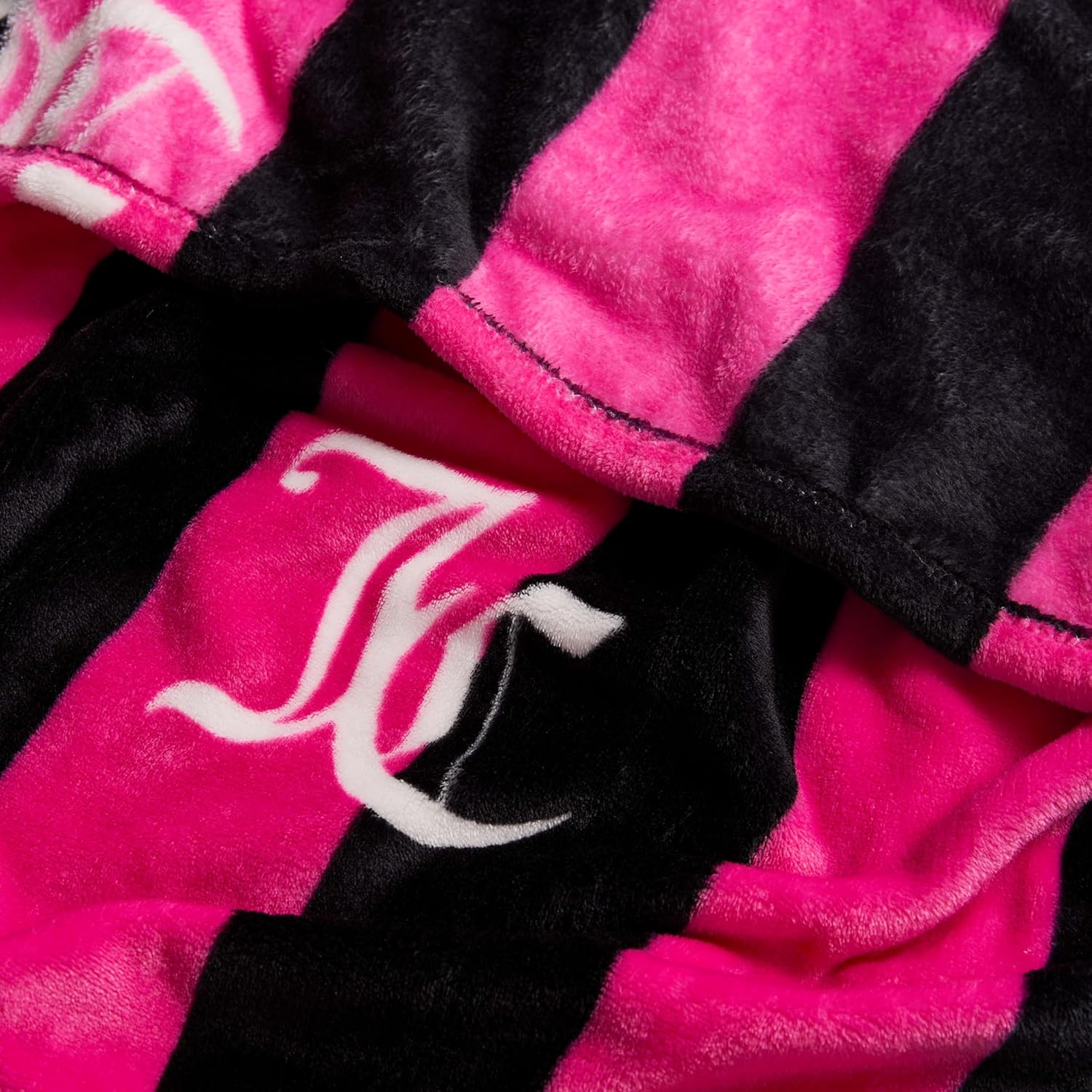 Juicy Couture Cabana Plush Hot Pink Striped 90"X90" Fuzzy Full/Queen Bed Blanket - Luxurious Microfiber Plush Blanket for Ultimate Comfort and Cozy Warmth - Image 6