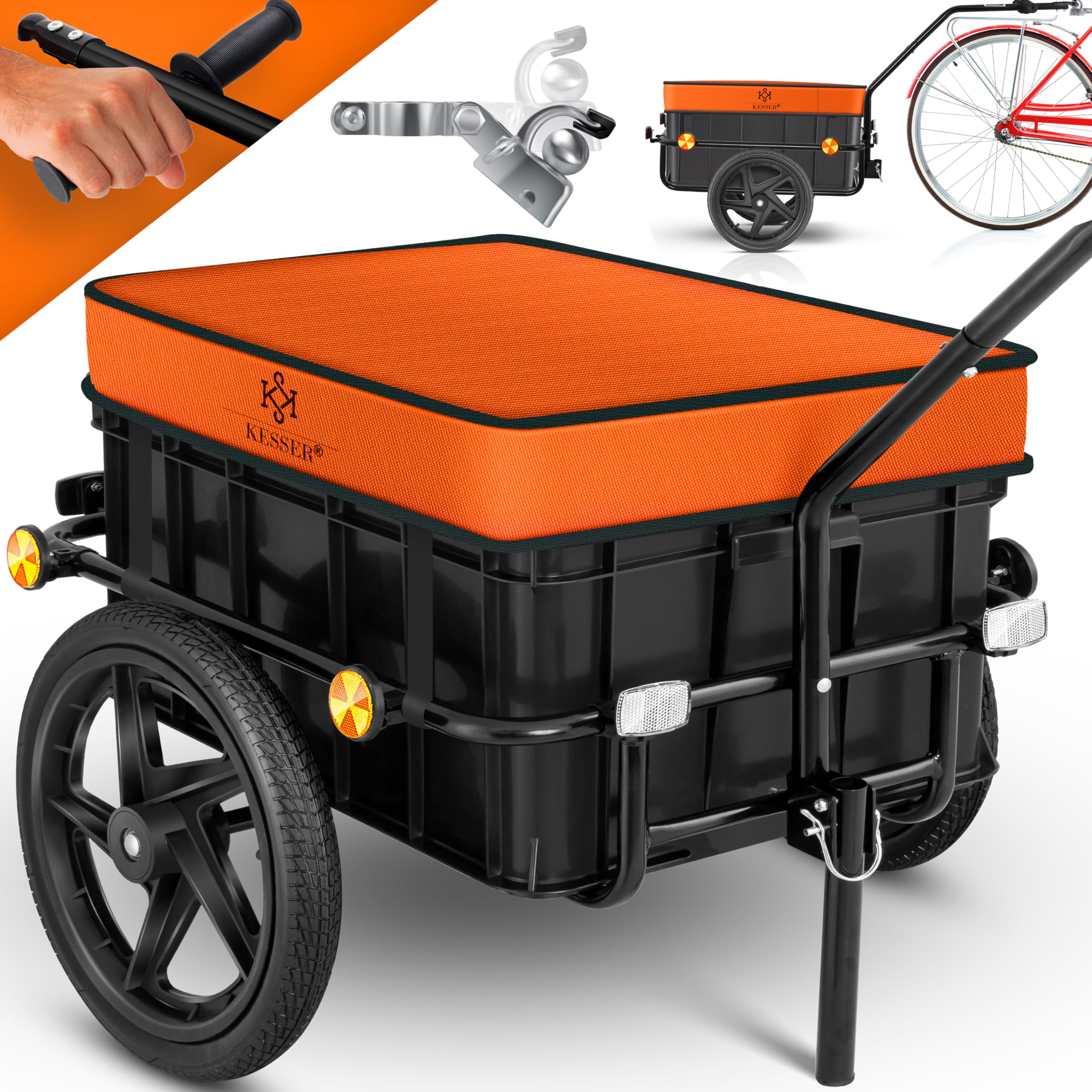 KESSER® Remorque Vélo Chariot Transport 70L 60kg