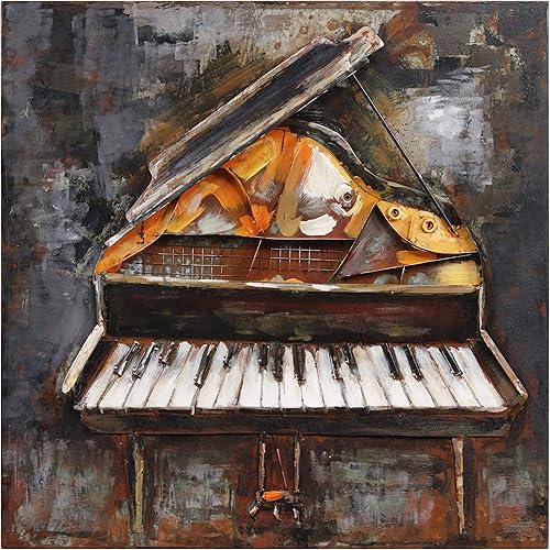 Empire Art Direct Magic Key - Arte de pared dimensional pintado a mano de hierro mezclado listo para colgar, 32 x 32 x 3 pulgadas