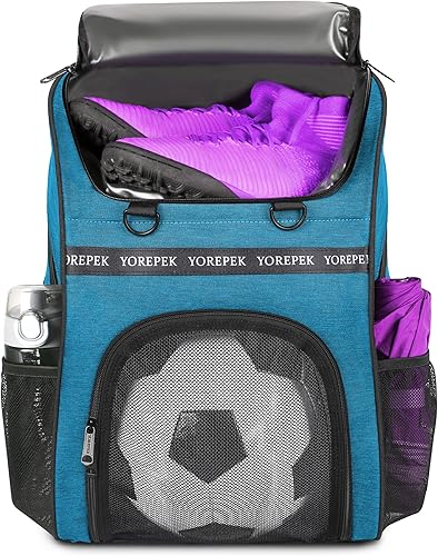 Miniatura 1 de YOREPEK Bolsa de fútbol, mochila de fútbol con compartimento para pelotas para hombres y mujeres, apta para baloncesto, voleibol, bolsas de equipo