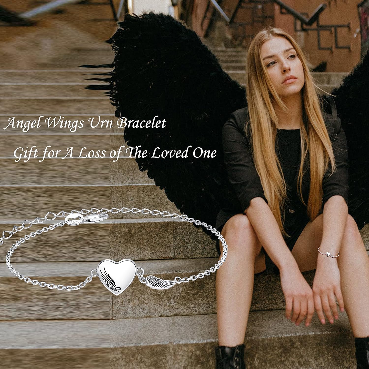 ZOEXUE Infinity/Tree of Life/Rose/Angel Wings/Heart Urn Bracelet for Ashes 925 Sterling Silver Cremation Bracelet for Ashes Keepsake Ashes Urns Jewelry Women Loved Ones - Image 2