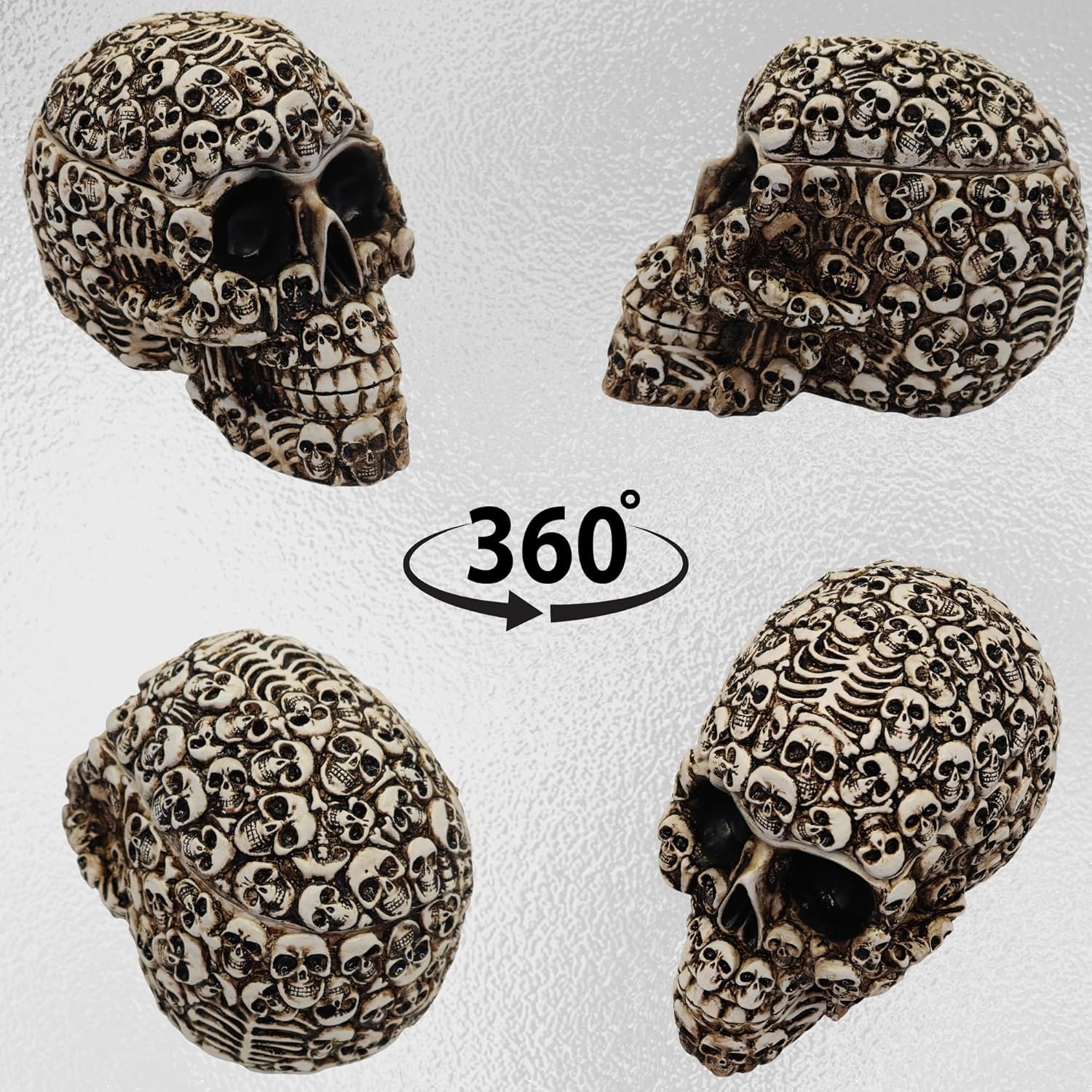 Gothic Skull Storage Box - Decorative Ossuary Design with Hidden Compartment, Hand-Painted Polyresin Skeleton Head Container for Jewelry, Keys & Small Items, Macabre Home Decor Conversation Piece