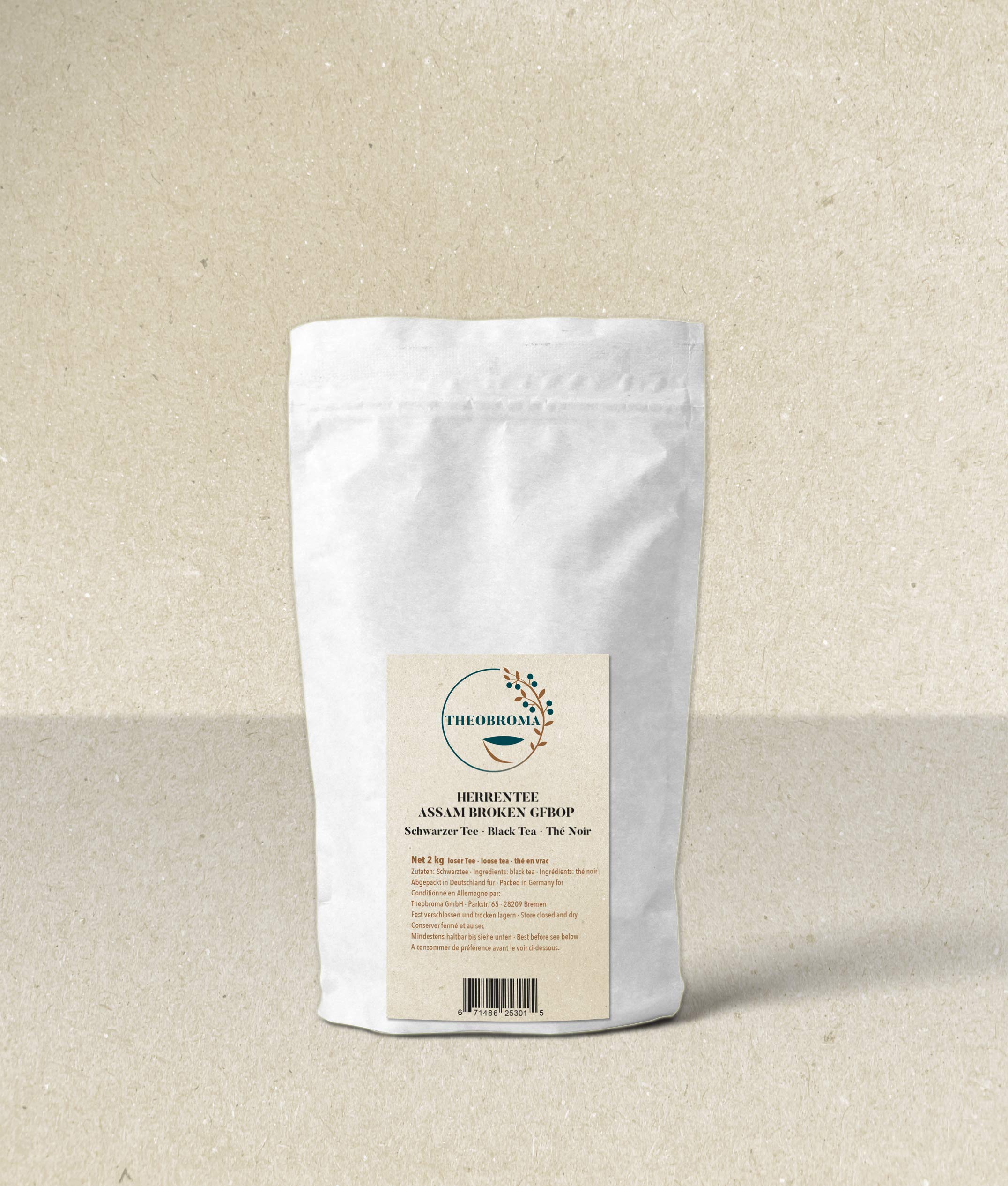 Theobroma Schwarzer Tee Assam Broken GFBOP 'Herrentee', Schwarztee lose, 1er Pack (1 x 2 kg)