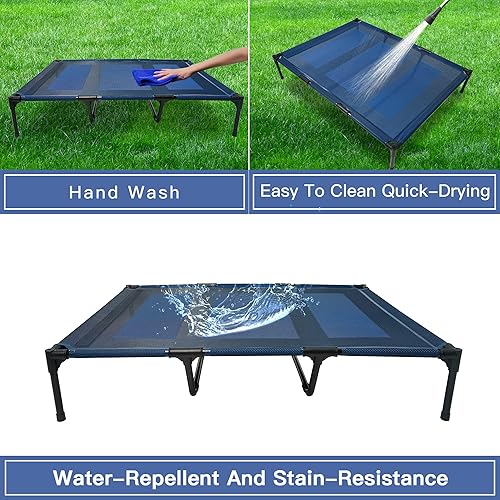 Miniatura 4 de Fuzzywoozy Cama elevada para perro, camas elevadas para perros al aire libre con pies antideslizantes, mascotas de hasta 5070150 libras (XL, azul)