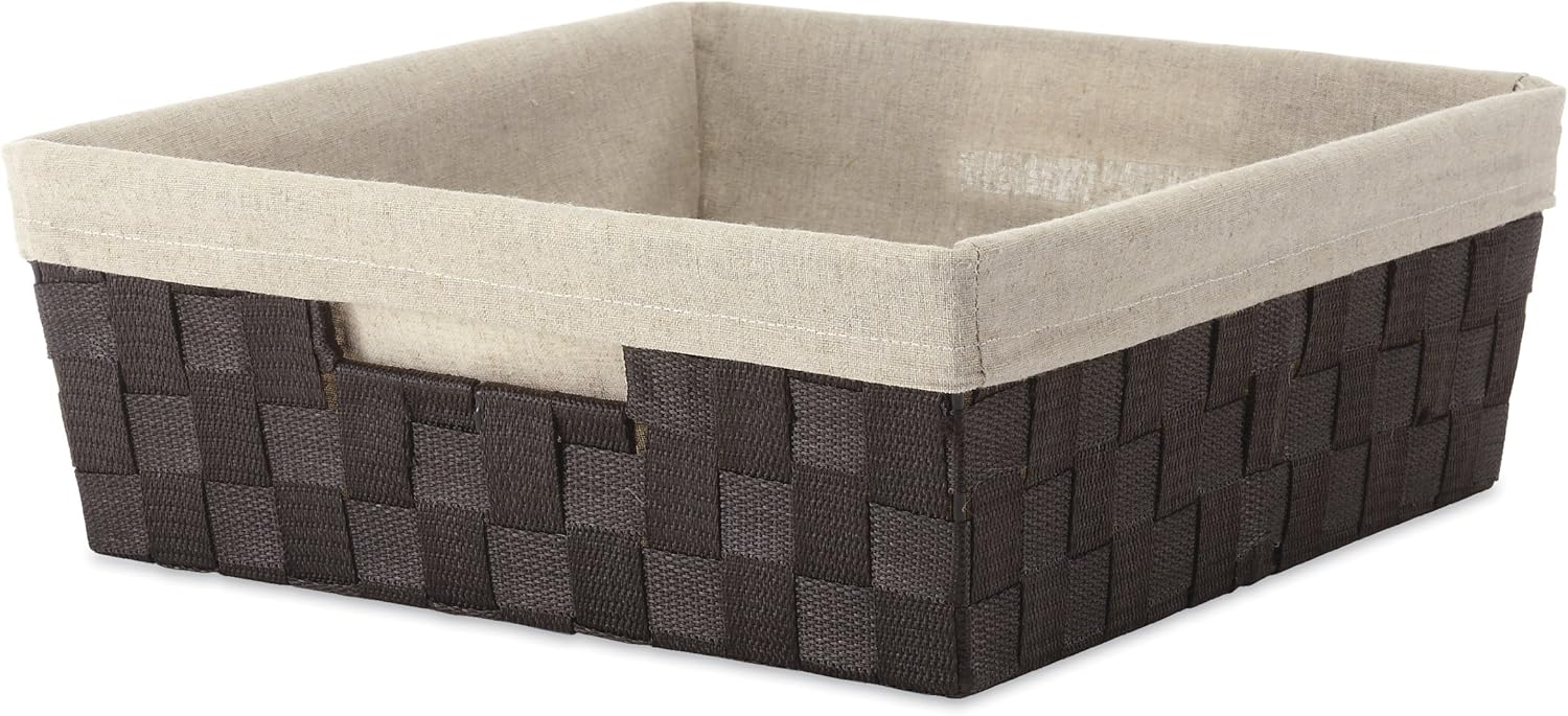 Whitmor Woven Strap Storage Tote Basket with Liner - Espresso