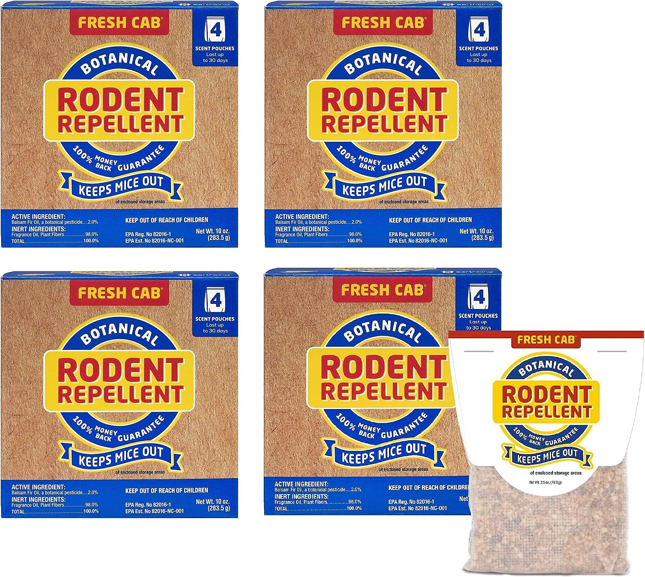 Fresh CabFC6 4 Pack Botanical Mouse/Rodent Repellent Pouches - Quantity 4