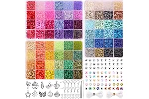 QUEFE 14400pcs 72 Colors 3mm Glass Seed Beads Set for Jewelry Making