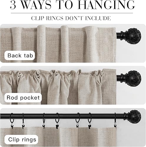 Miniatura 7 de RYB HOME Cortinas opacas con textura de lino 100% para dormitorio, cortinas aislantes de ahorro de energía para sala de estar, comedor, patio,