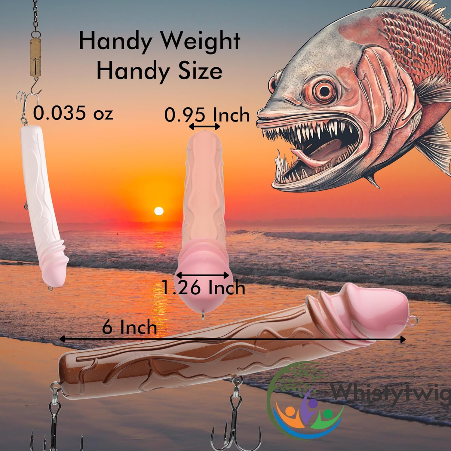 Whistytwig Funny Fishing Lures 3 Piece Topwater Popper Set - Gag Fishing Lures that Actually Catch Fish - Hardbody Floating Design for Saltwater and Freshwater