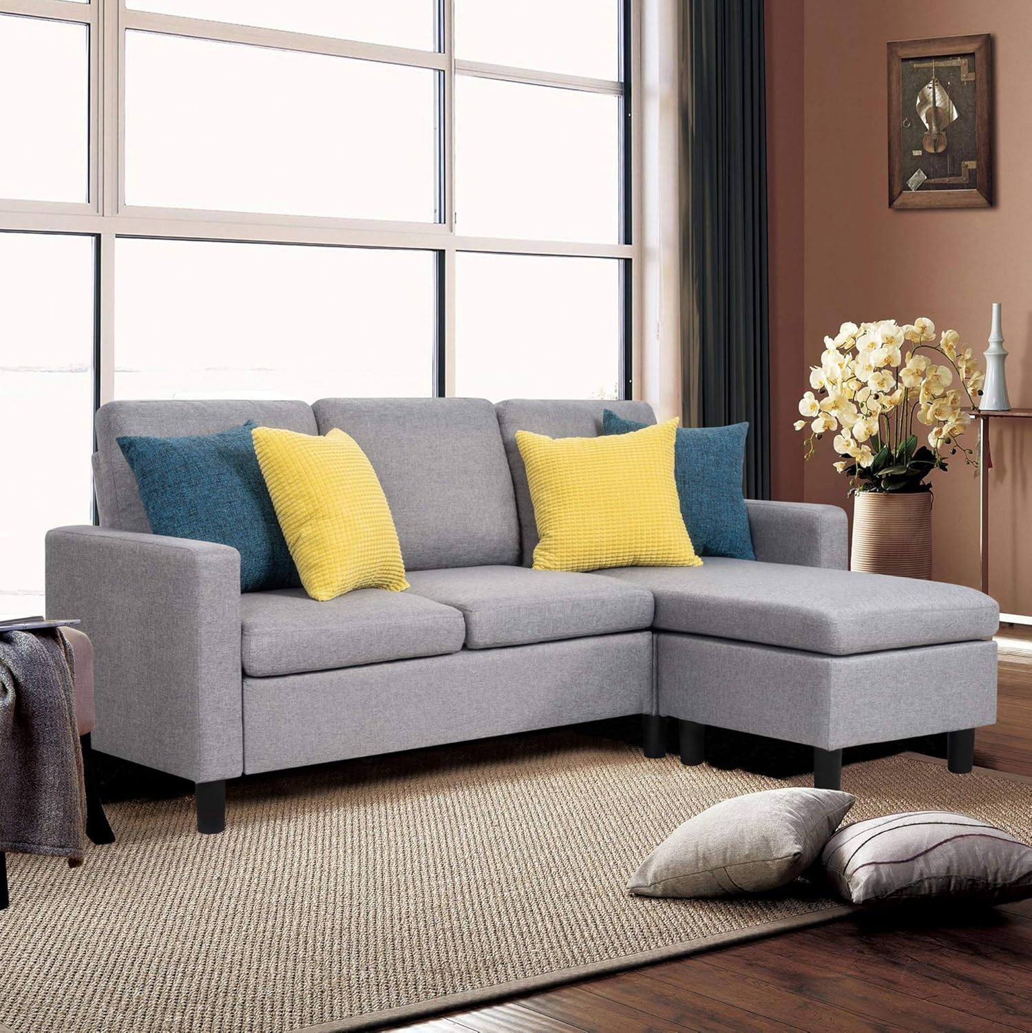 JY QAQA Sectional Sofa Couch Convertible Chaise Lounge