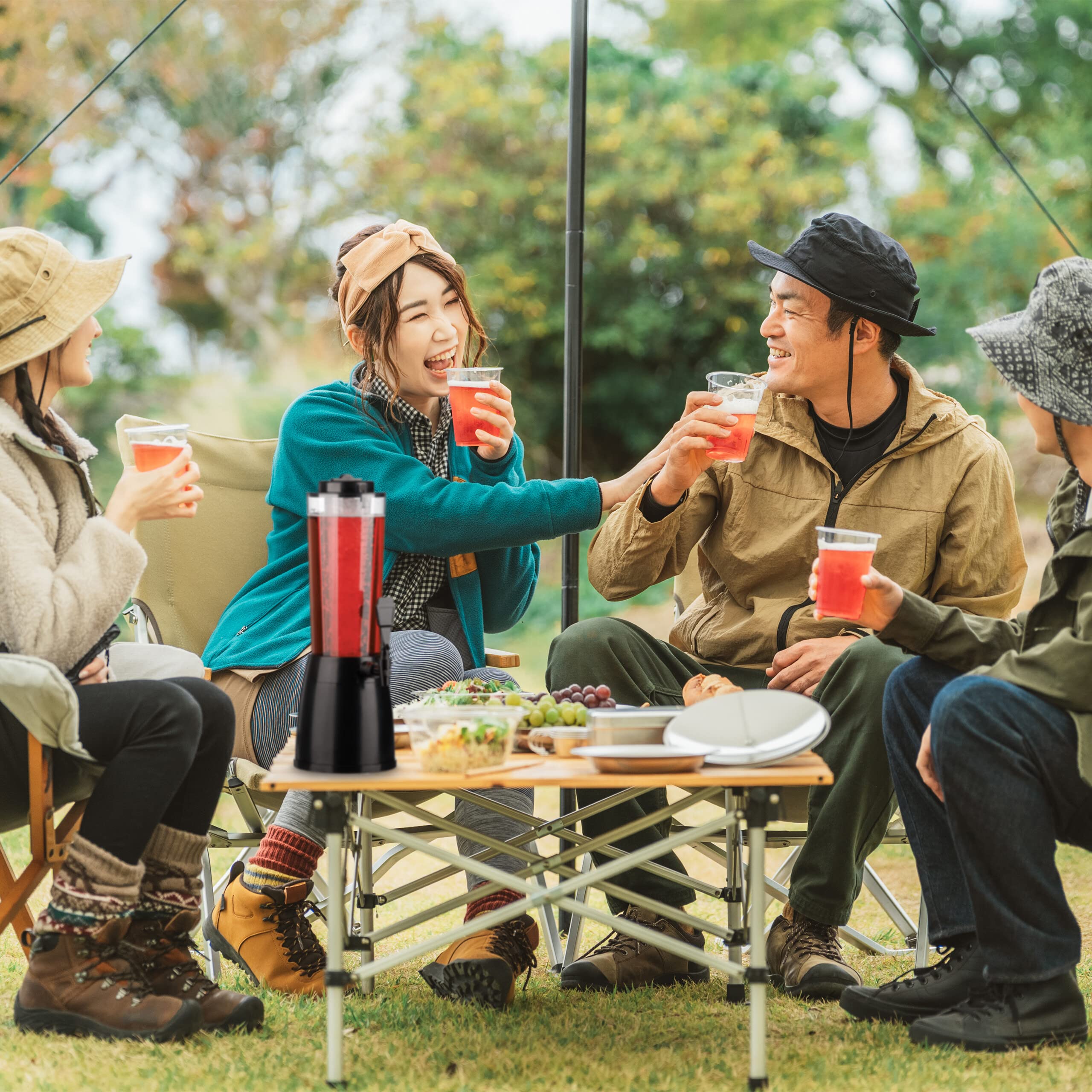 Relaxdays Distributeur de bière 2,5 L Robinet Poussoir Tireuse à Boissons Réfrigération Transparent Noir