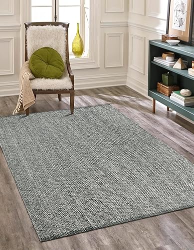 Miniatura 6 de LEEVAN Alfombra lavable de 4 x 6 pies, alfombra de algodón tejida a mano, alfombra trenzada griscrema, alfombra de piso para patio, guardería,