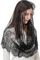 Vista 1 de PAMOR Estilo Español Encaje Tradicional Vintage Inspirado Infinito Forma Mantilla Velo Latino Masa Cabeza Cubierta