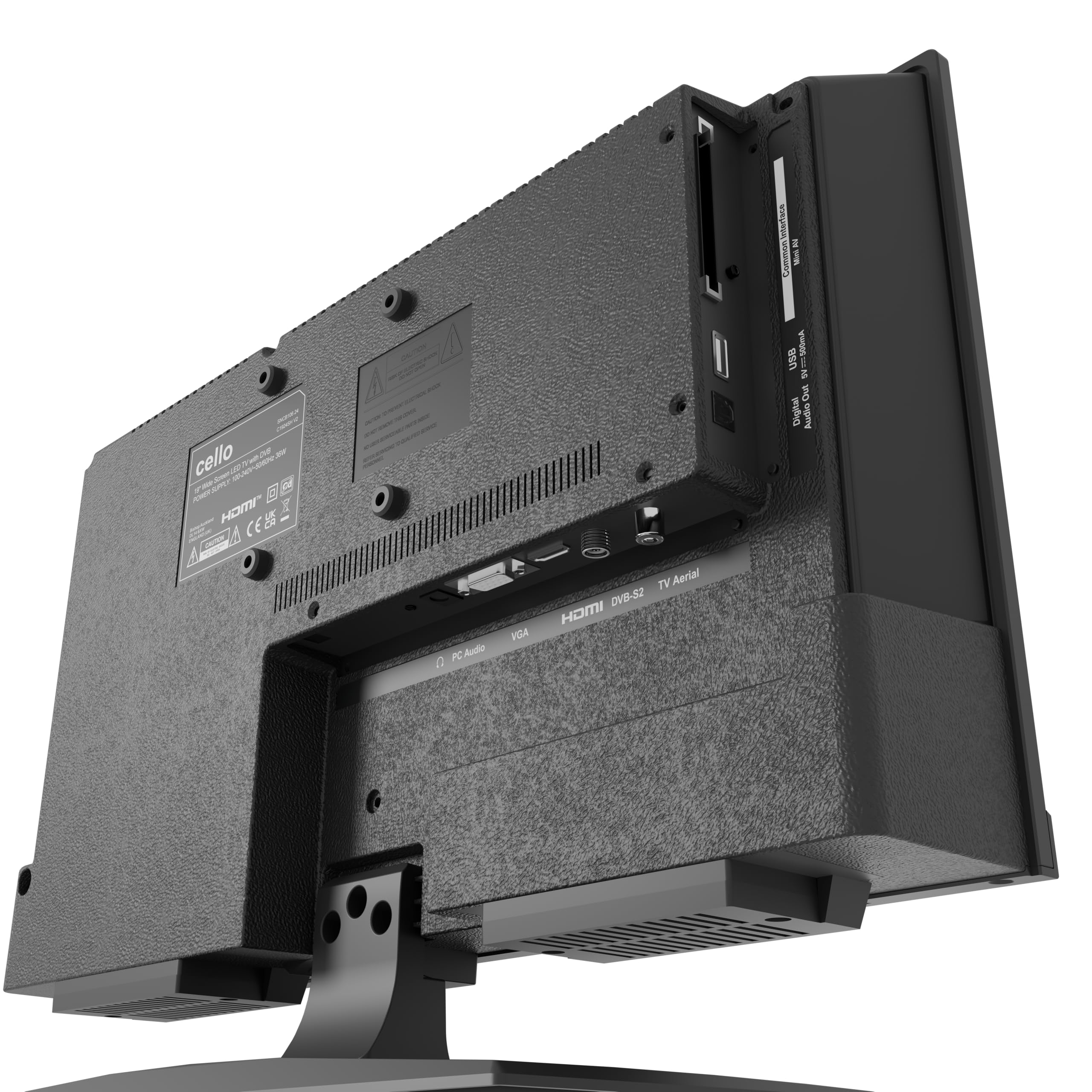 Cello C1924SH TV LED da 19", Triple Tuner, Registrazione USB, Audio Pitch Perfect, ideale per Cucina e Camera