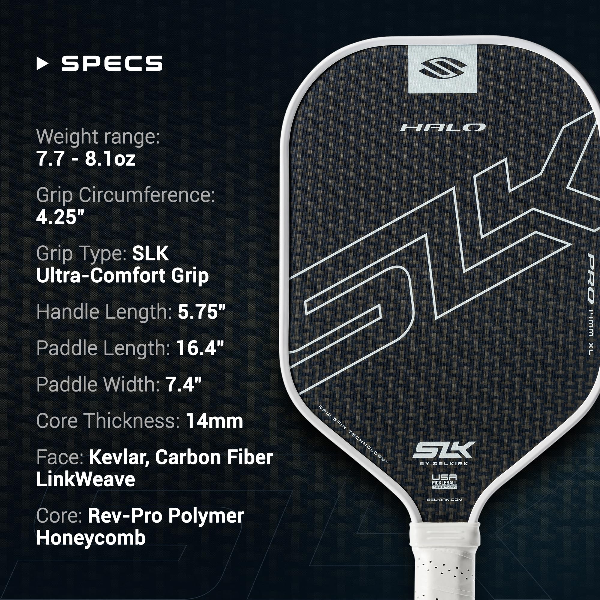 Amazon.co.jp: Selkirk Sport SLK Halo Pro ピックルボールパドル