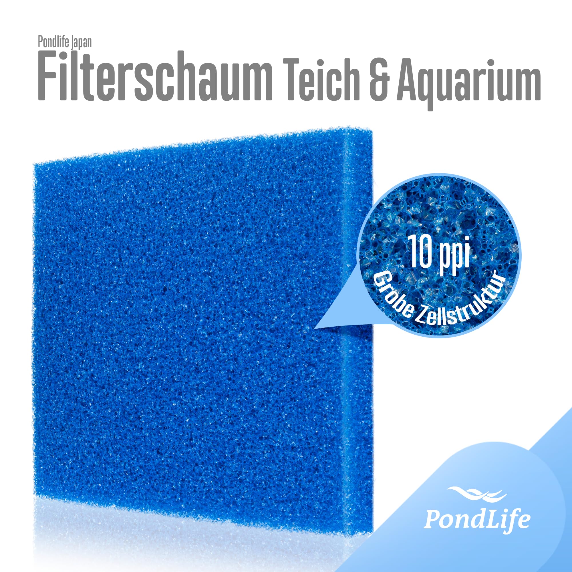 Pondlife Filterschaum blau 100x100x5 cm PPI 10 grob, Filtermatte Teich und Aquarium, zuschneidbar, zur optimalen Verwendung als Filtermedium in Teichfiltern