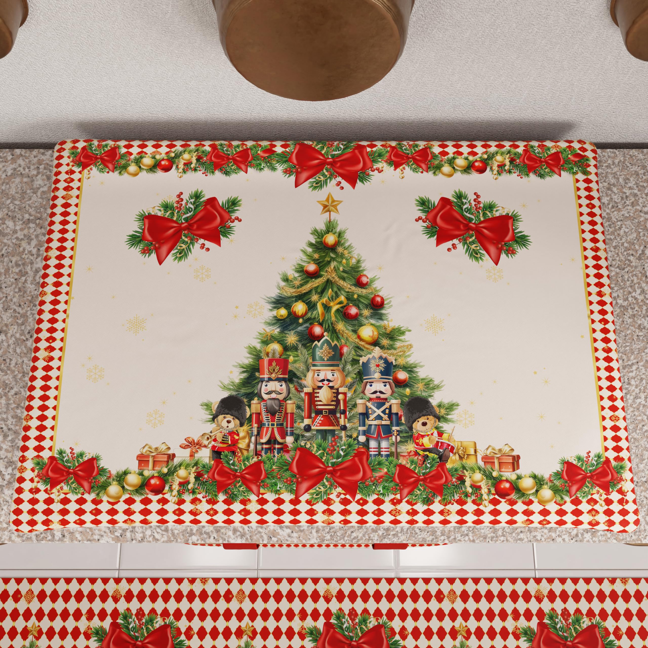 PETTI Artigiani Italiani - Christmas Hob Cover, Christmas Kitchen Hob Cover, 50x70 cm Hob Cover, Red Nutcracker Hob Cover, 100% Made in Italy