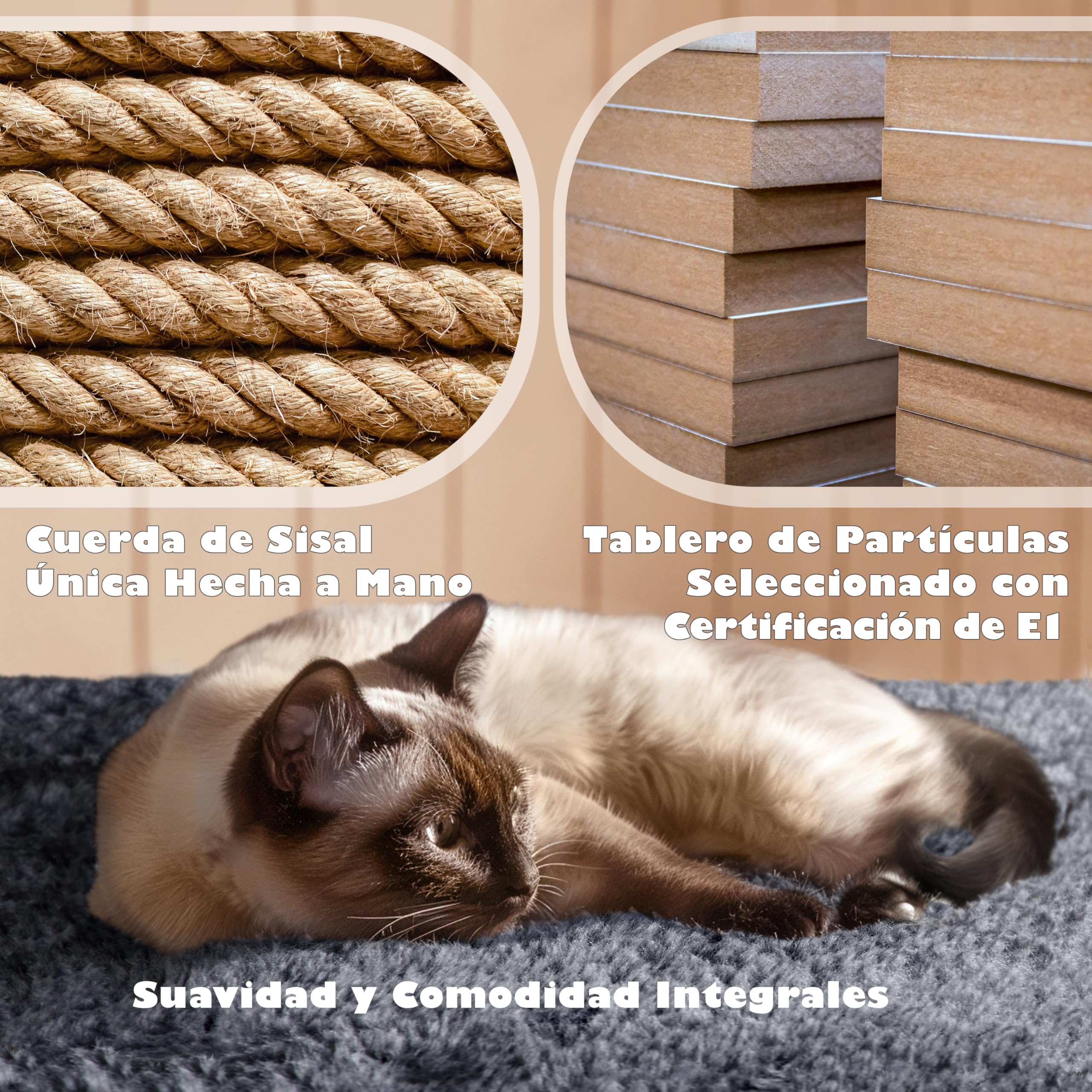 Yaheetech Árbol Rascador para Gatos 139cm con 3 Plataformas 2 Nidos 2 Pompones Torre de Escalador con Postes en Sisal Ideal para 3-4 Gatos Gris Oscuro — view 10
