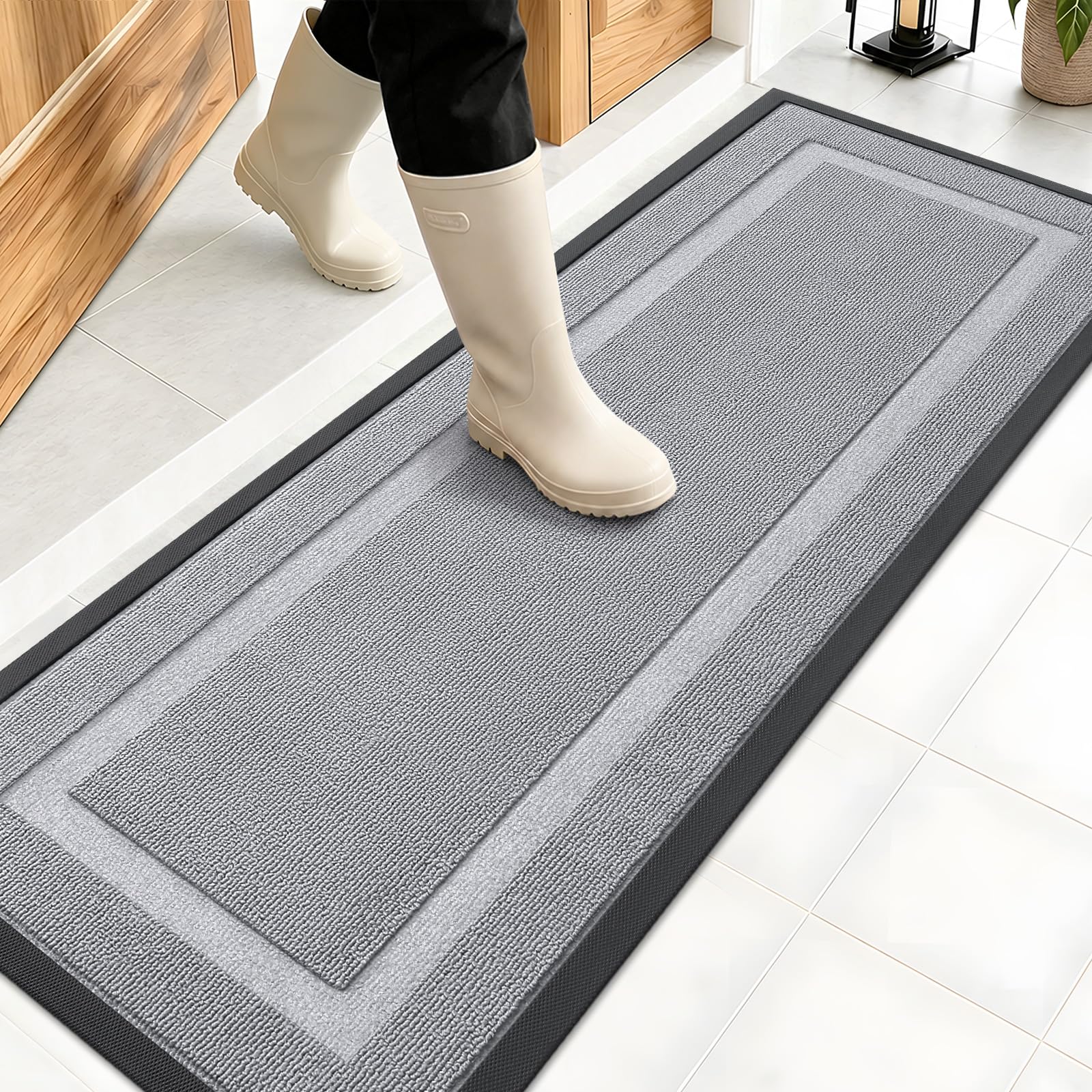 OLANLY Front Door Mat Outside 47x17, All-Season Heavy-Duty Rubber Doormat