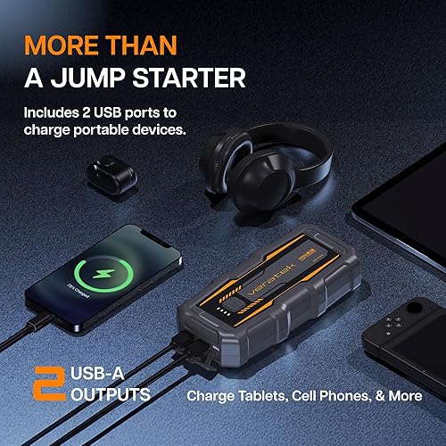 Miniatura 7 de V6 PRO - Arrancador portátil de 1000 A, 12 V, batería de coche de 1000 A, banco de energía de 10000 mAh, linterna LED para automóviles, SUV,