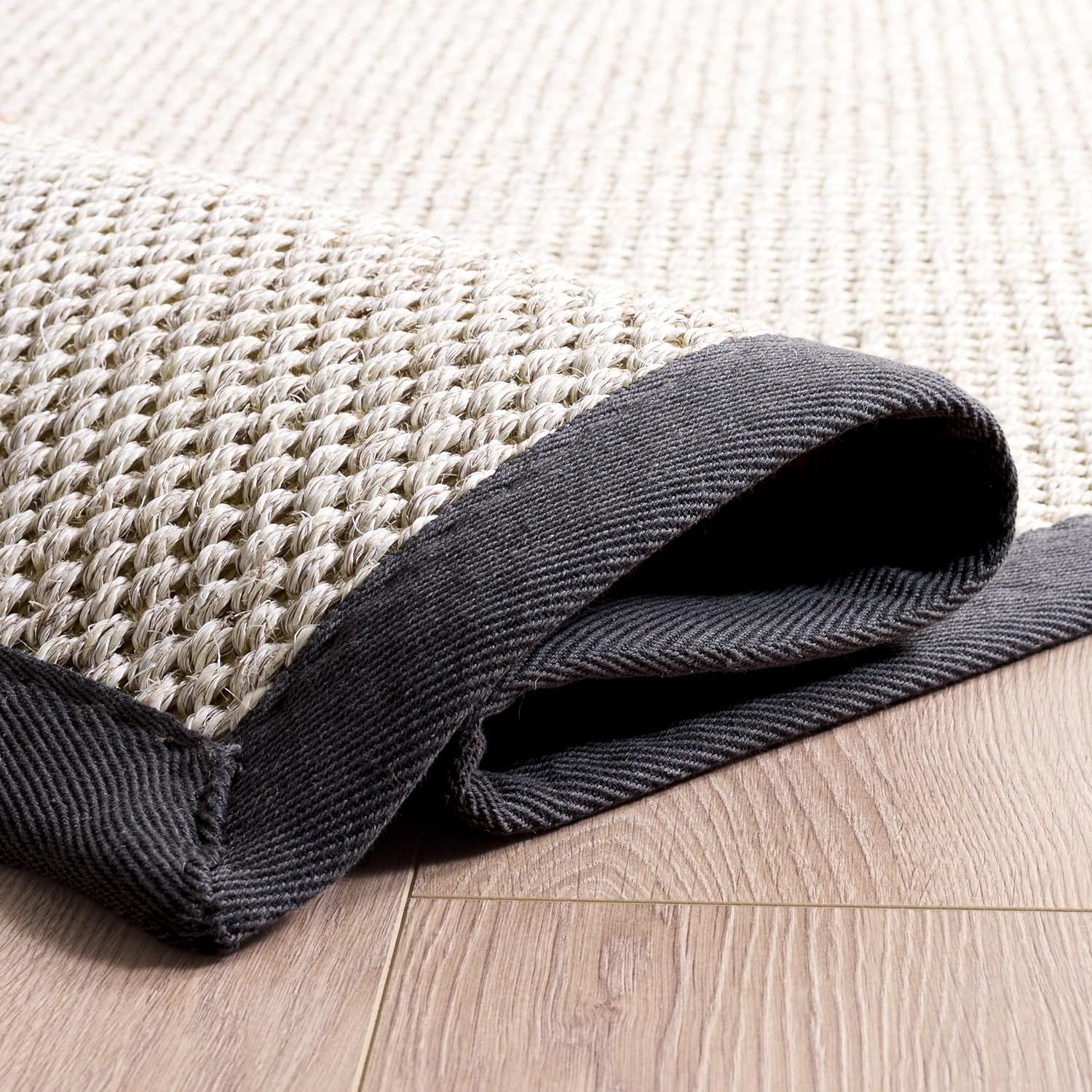 SAFAVIEH Natural Fiber Collection Runner Rug - 2'6" x 8', Marble & Dark Grey, Sisal, Woven Design with Border (NF143D)