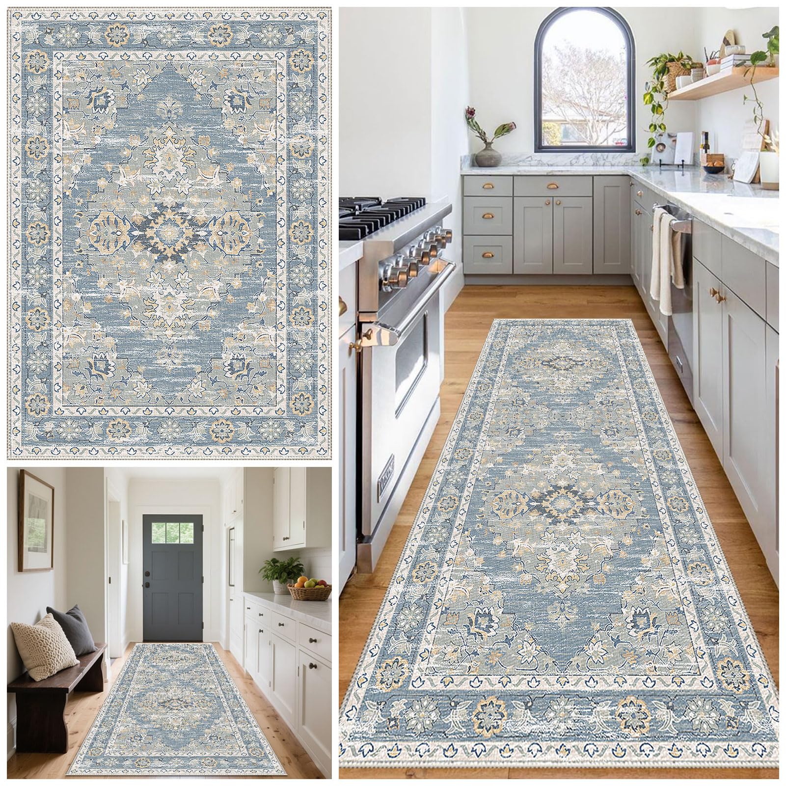 Carpet Runners for Hallways Non Slip Machine Washable Kitchen Runner Long Carpet Runner Absorbent Carpet Floor Mat Rug Hallway Hall Runner Narrow Rugs Area Rug Runner Rug for Hallway 40 x 60 cm
