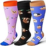 LEVSOX Wide Calf Compression Socks for Women Men Plus Size 15-20 mmHg Extra Large Knee High Support Sock for Nurses Pregnant Travel