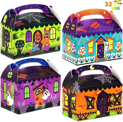 JOYIN 32 Halloween Candy Boxes (14.3 x 14.5 x 9 cm), 3D Cardboard Boxes for Halloween Cupcakes, Cookies, Candy for Halloween Party