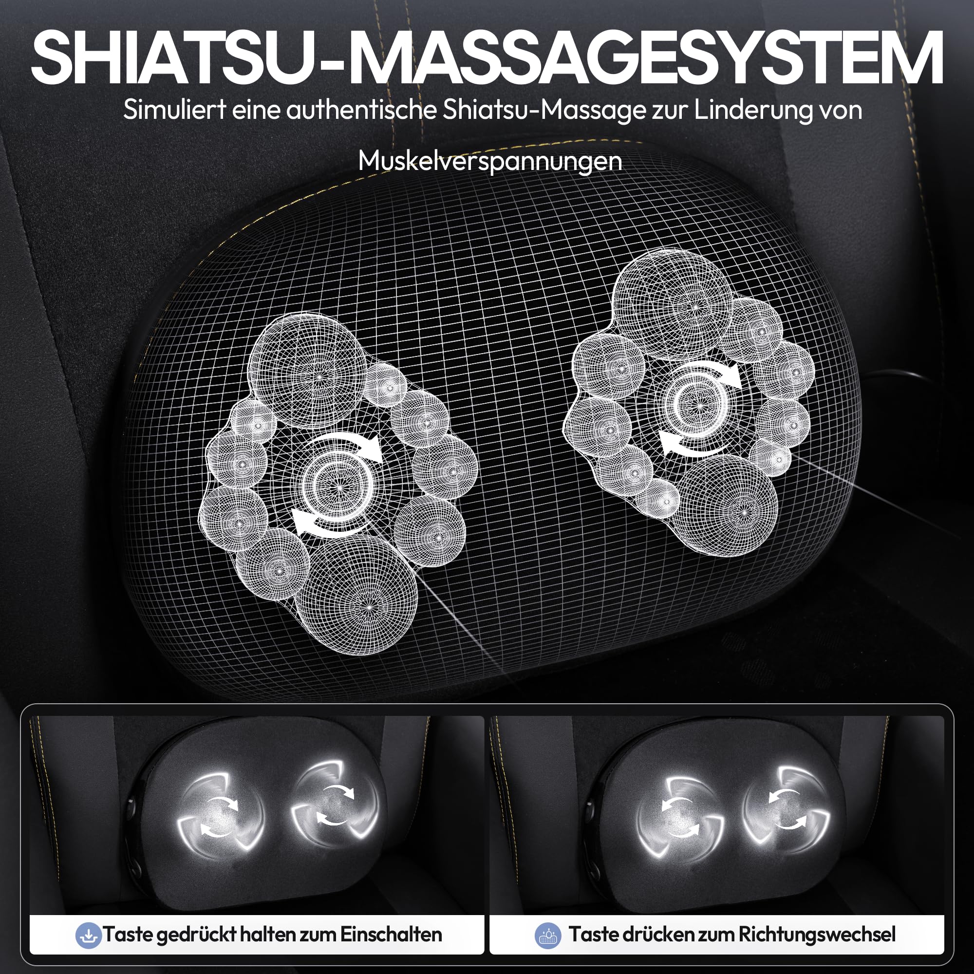 Dowinx Poltrona relax da gaming con funzione massaggio Shiatsu, poltrona TV con funzione reclinabile 90°-135° e poggiapiedi, sedia da gaming girevole a 360°, senza ruote, portabicchieri, tasche