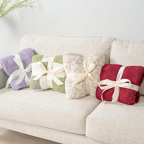 Miniatura 7 de PAVILIA Manta de punto de felpa para sofá, manta supersuave y esponjosa, manta ligera mullida para cama y sofá, manta tejida cálida y acogedora para