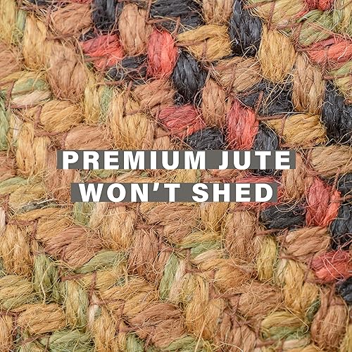 Miniatura 6 de Alfombras ovaladas trenzadas de yute marrón jengibre, 16 x 24 pulgadas, decoración cálida de campo, perfectas para lavanderías, baños y entradas,