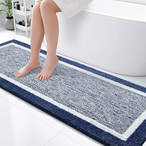 Miniatura 65 de OLANLY - Alfombras de baño de 30x20, tapete de baño extra suave y absorbente de microfibra, antideslizante, lavable a máquina, secado rápido, Azul