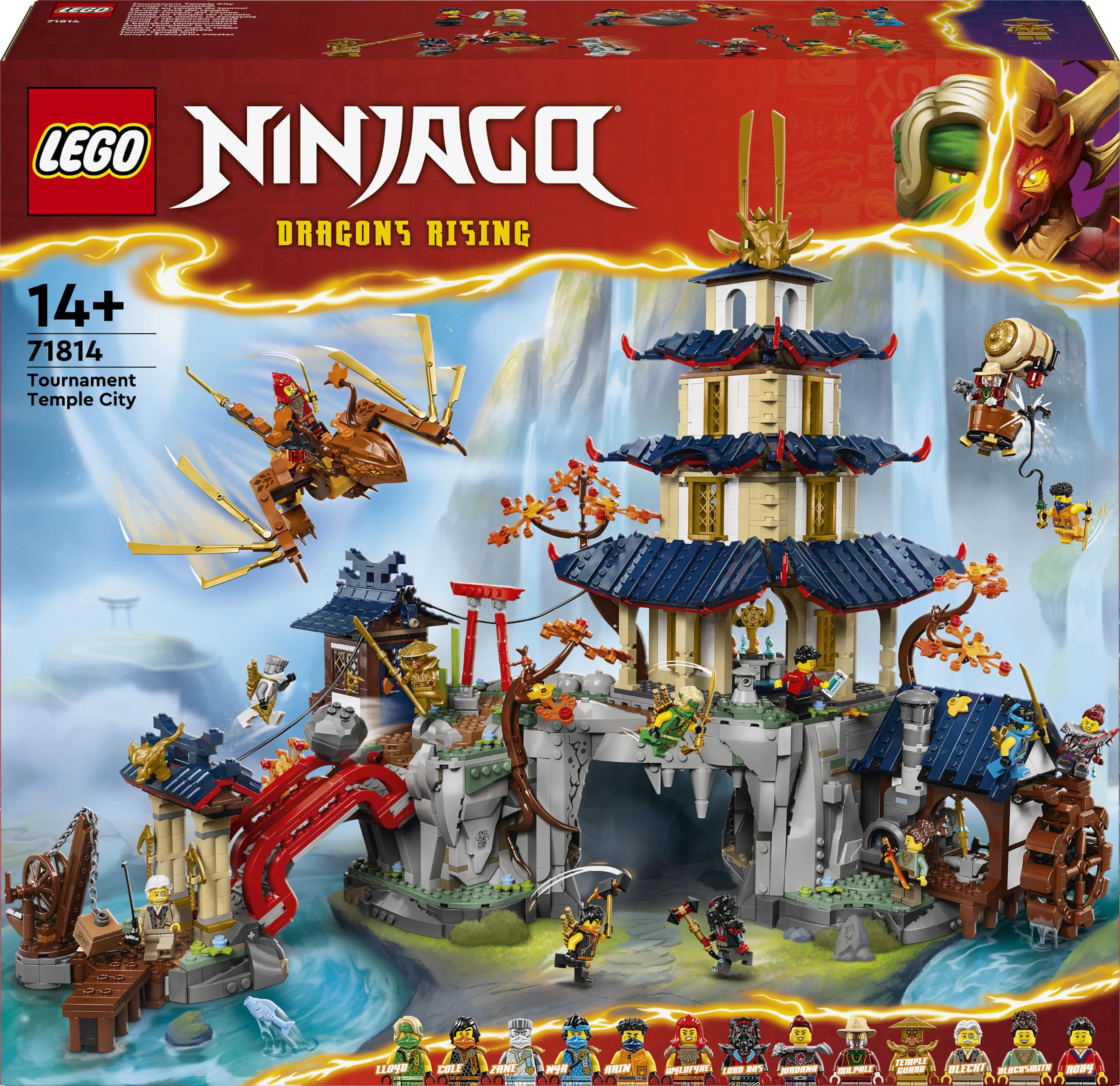 LEGO Ninjago Tournament Temple City Set 71814, 3489 Teile, 14 Minifiguren, Bauspielzeug, Neuerscheinung 2024