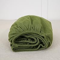 Vista 26 de Simple&Opulence Linen Fitted Sheet (1 Piece) - 14 Inch Deep Pocket Mattress Cover Natural Flax Cotton Blended Soft Breathable Bedding - Linen, Full