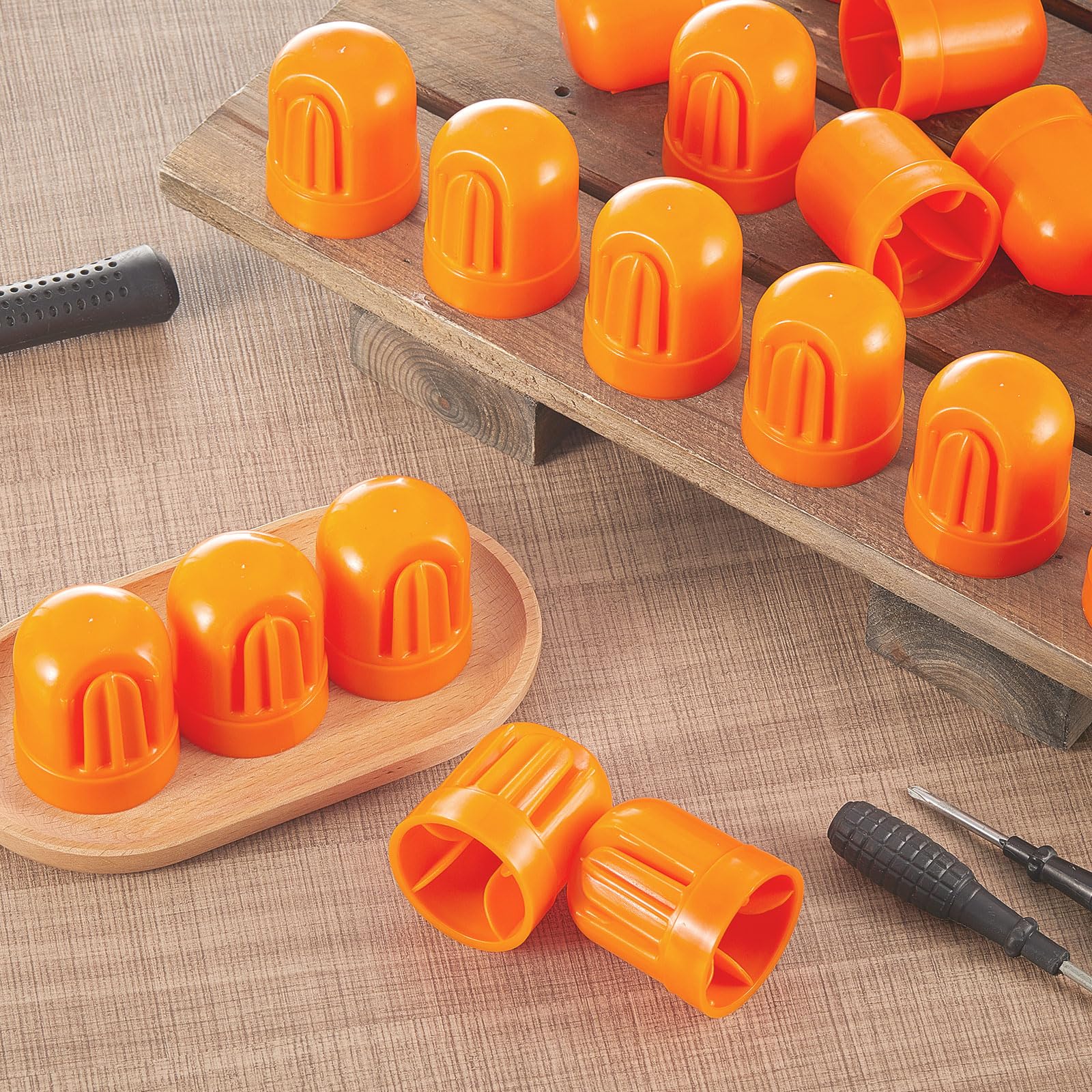 Juexica 40 tapas de barra de refuerzo en T seguras tapas de seguridad para barras de refuerzo, color naranja, para postes en T y postes en U para extremos de alambre y cinta de estacas de tienda de