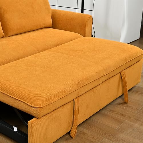 Miniatura 10 de ERYE Sofá biplaza convertible de gran tamaño de 78 pulgadas de ancho, sofá de pana acogedor sofá cama extraíble y respaldo reclinable para el hogar,