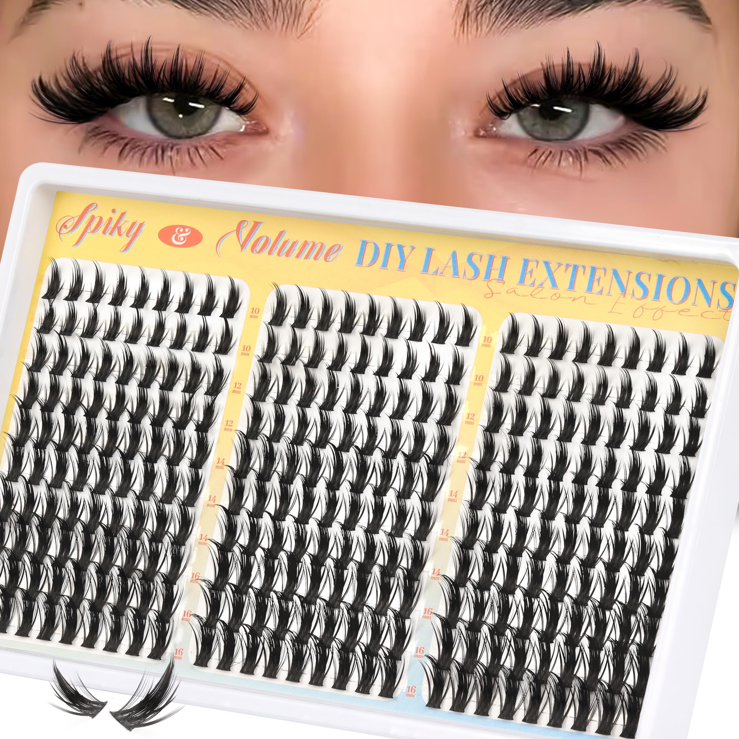 Ahrikiss Manga Lash Clusters Wispy Eyelash Clusters D Curl 270Pcs Spiky Anime Cluster Eyelash Extensions Natural Look DIY Fairy Cluster Lashes 10-16mm Fluffy Volume Individual Lashes (Crystal Spire)