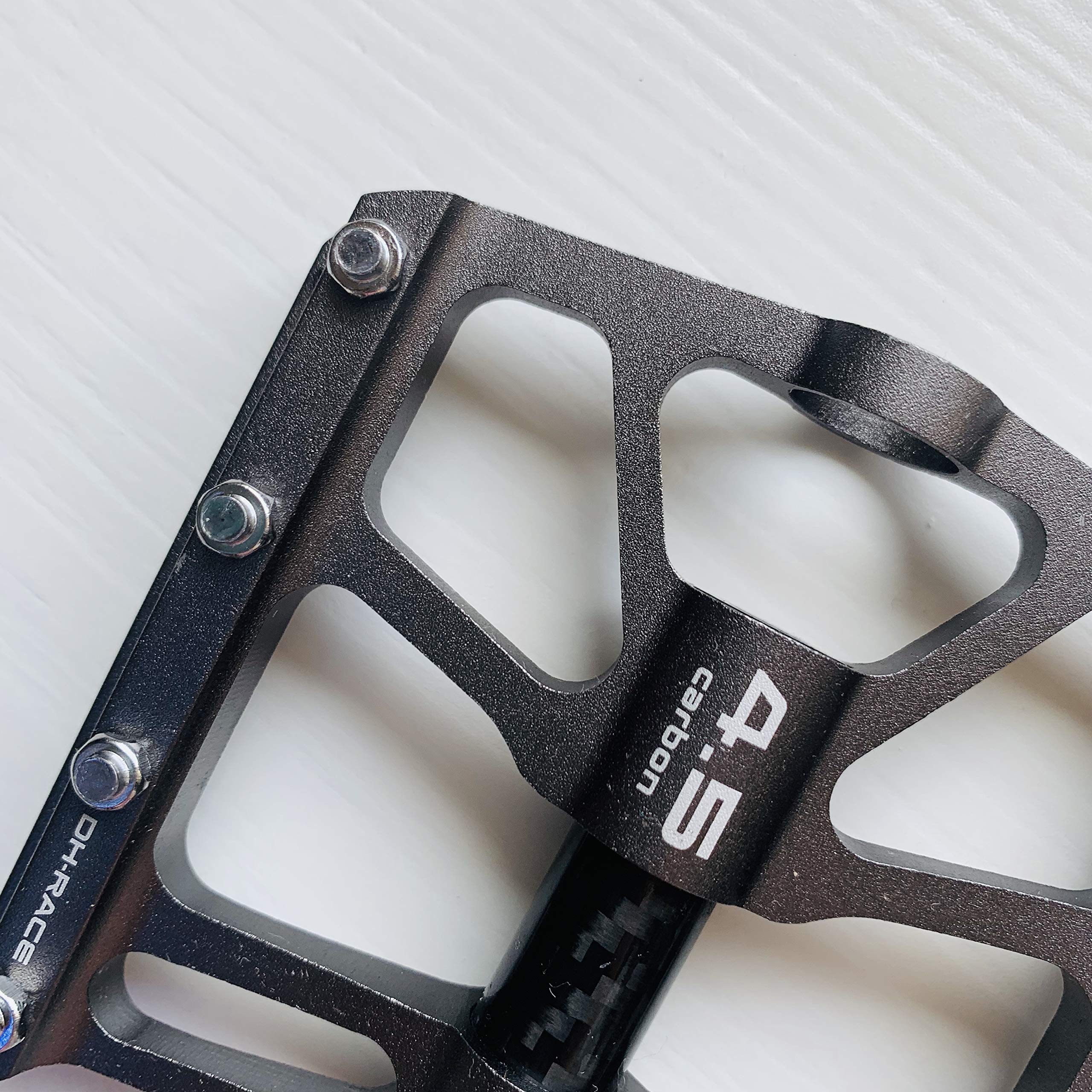 Ultra-Light Full Carbon Fiber Bike Pedals - 220g Pair, Titanium Axle, Removable Steel Studs For MTB & Road Bikes