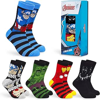 Marvel Socken Herren 5 Pack Herrensocken Avengers Lustigen Socken Set Geschenke für Männer Marvel Fanartikel