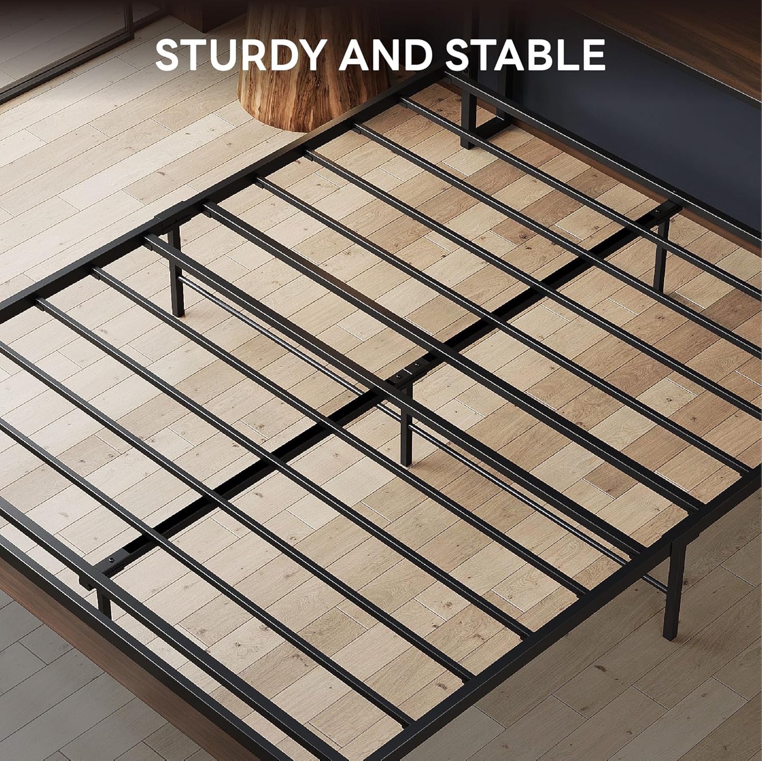 LIKIMIO Queen Bed Frame with Headboard, Dark Wood Camas Queen with Strong Supports, Sturdy, Noise-Free, No Box Spring Needed, Dark Walnut - Image 9