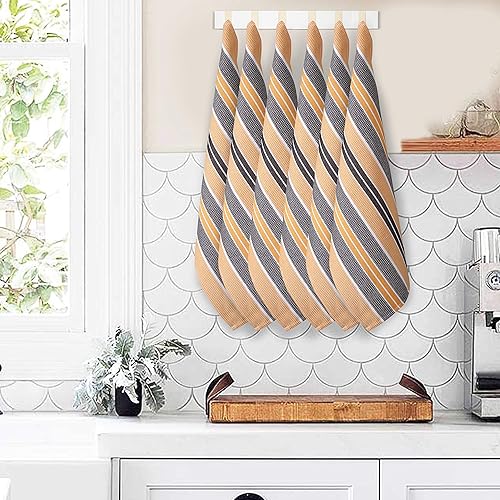 Miniatura 7 de Paquete de 6 trapos de cocina vintage, rústicos, de 100% algodón, altamente absorbentes, de secado rápido, de grado profesional con lazo para