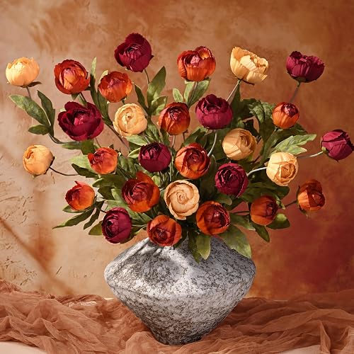 Waipfaru 6 Pcs 27" Faux Peonies Artificial Flowers for Vase, Fall Mix | Fake Silk Peonies Flowers for Wedding, Vase Filler Flowers for DIY Bouquets Centerpieces Bridal Shower Office Decor