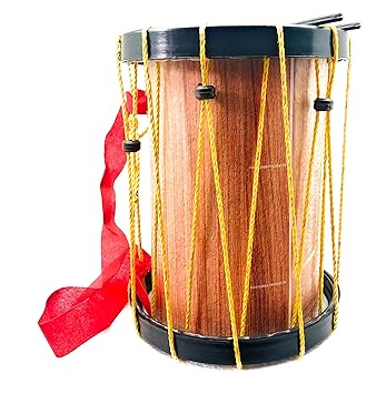 musical drum for kids, extra large size indian made musical toy drum chenda dhol for kids with sticks- Multi color