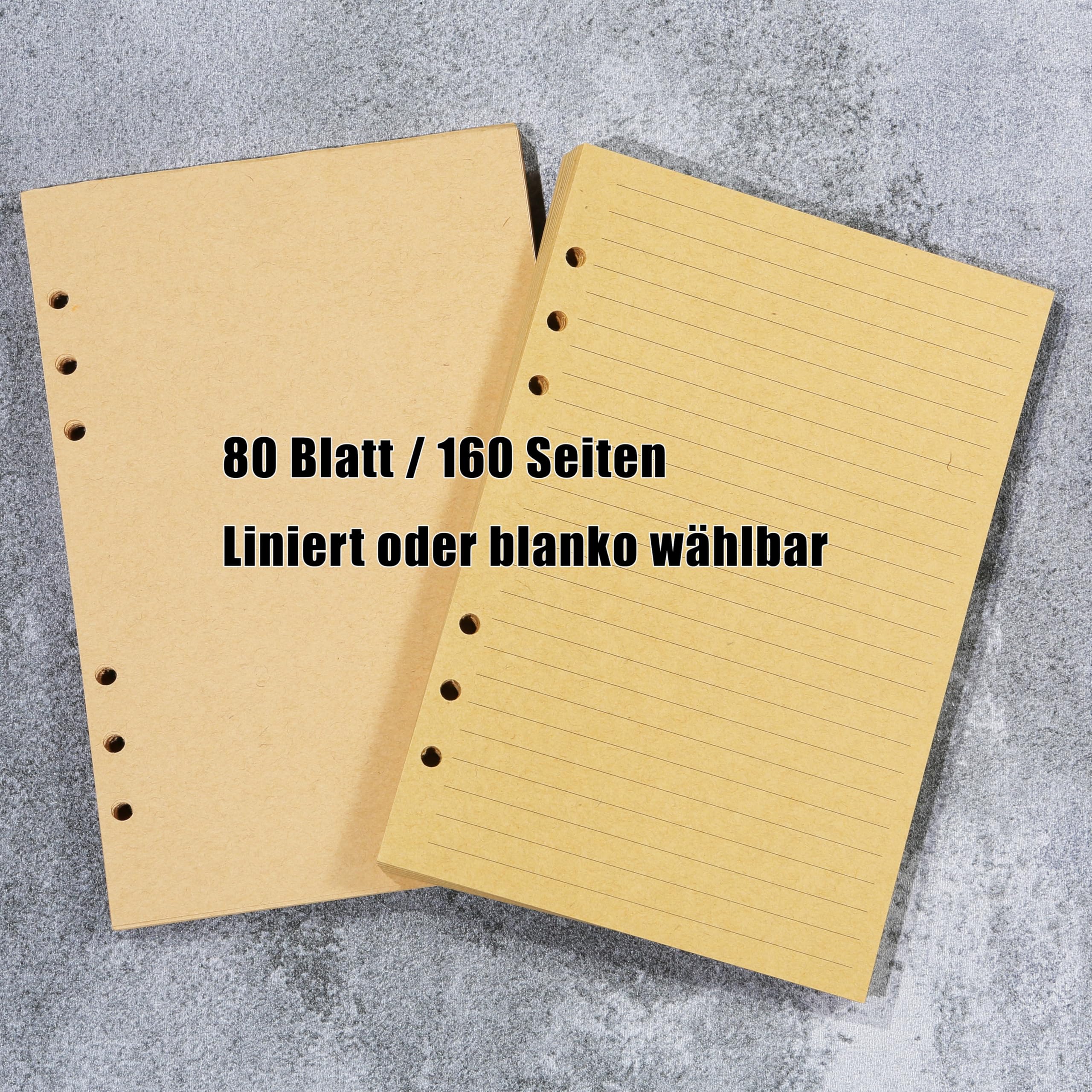 A5 Ringbuch-Notizbuch aus Vollnarben-Rindsleder, nachfüllbares Leder Tagebuch mit 6-Ring-Mechanik, YKK-Reißverschluss, Zusatzhüllen & Messing-Druckknopf, Retro Look Schreibmappe/Business Organizer